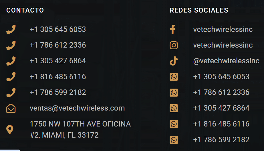 Canales de comunicación oficiales - Ve-Tech Wireless Inc